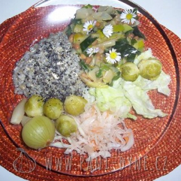 Natto na pórku s napařenou kapustou